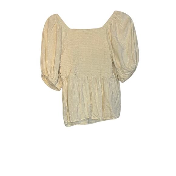 Cream Peplum Cottage Top M - Picture 2 of 2
